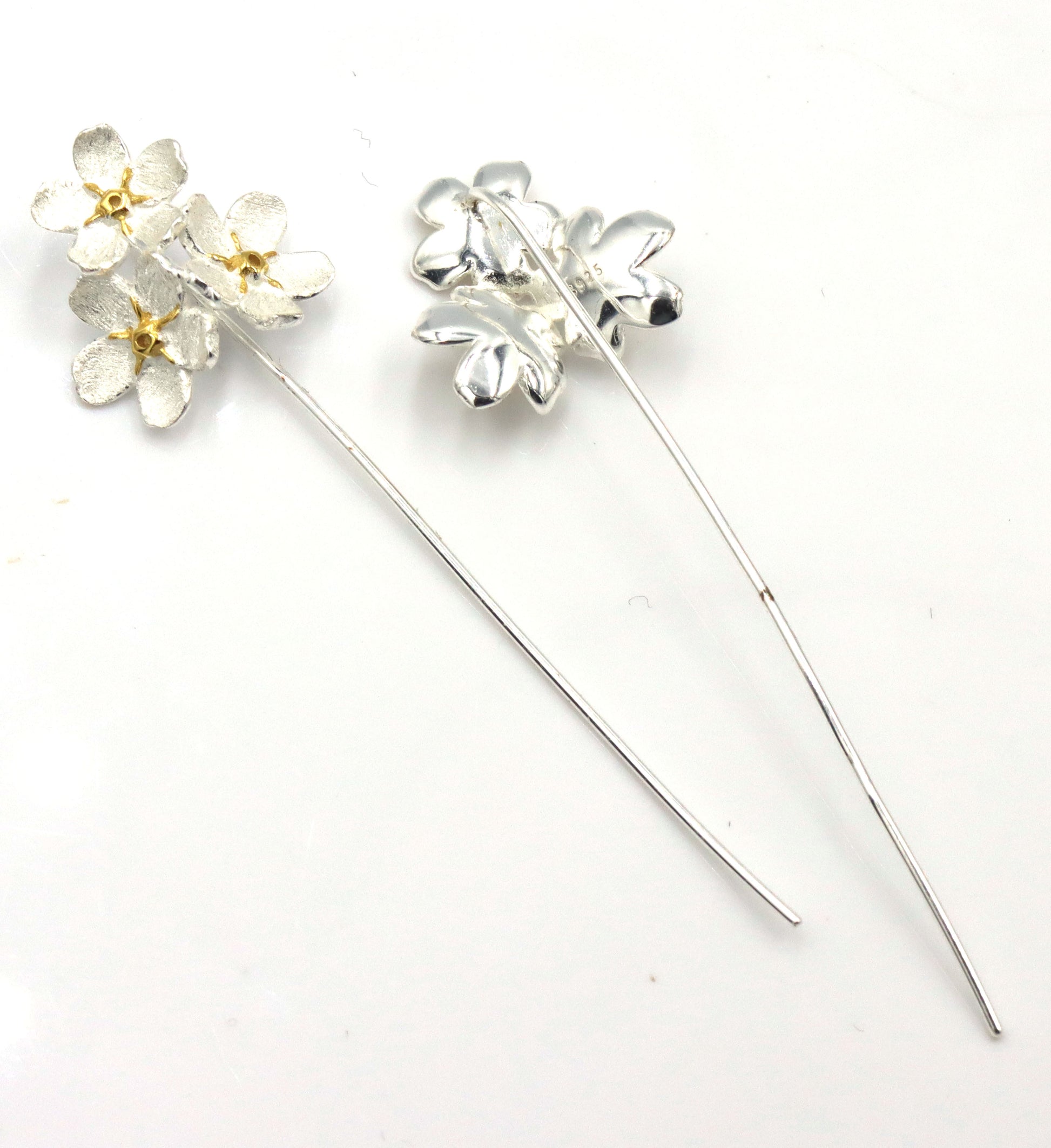 925 Sterling silver cubic zirconia dangle earrings and 2 pins