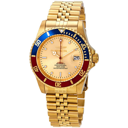 Invicta Pro Diver Automatic Gold Dial Stainless Steel Men’s Watch – Pepsi Bezel