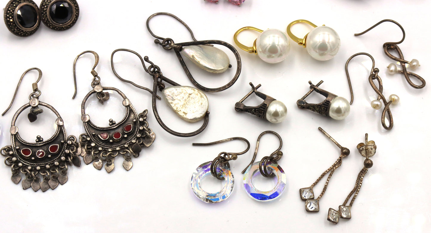 Group lot of Vintage 925 sterling silver earrings