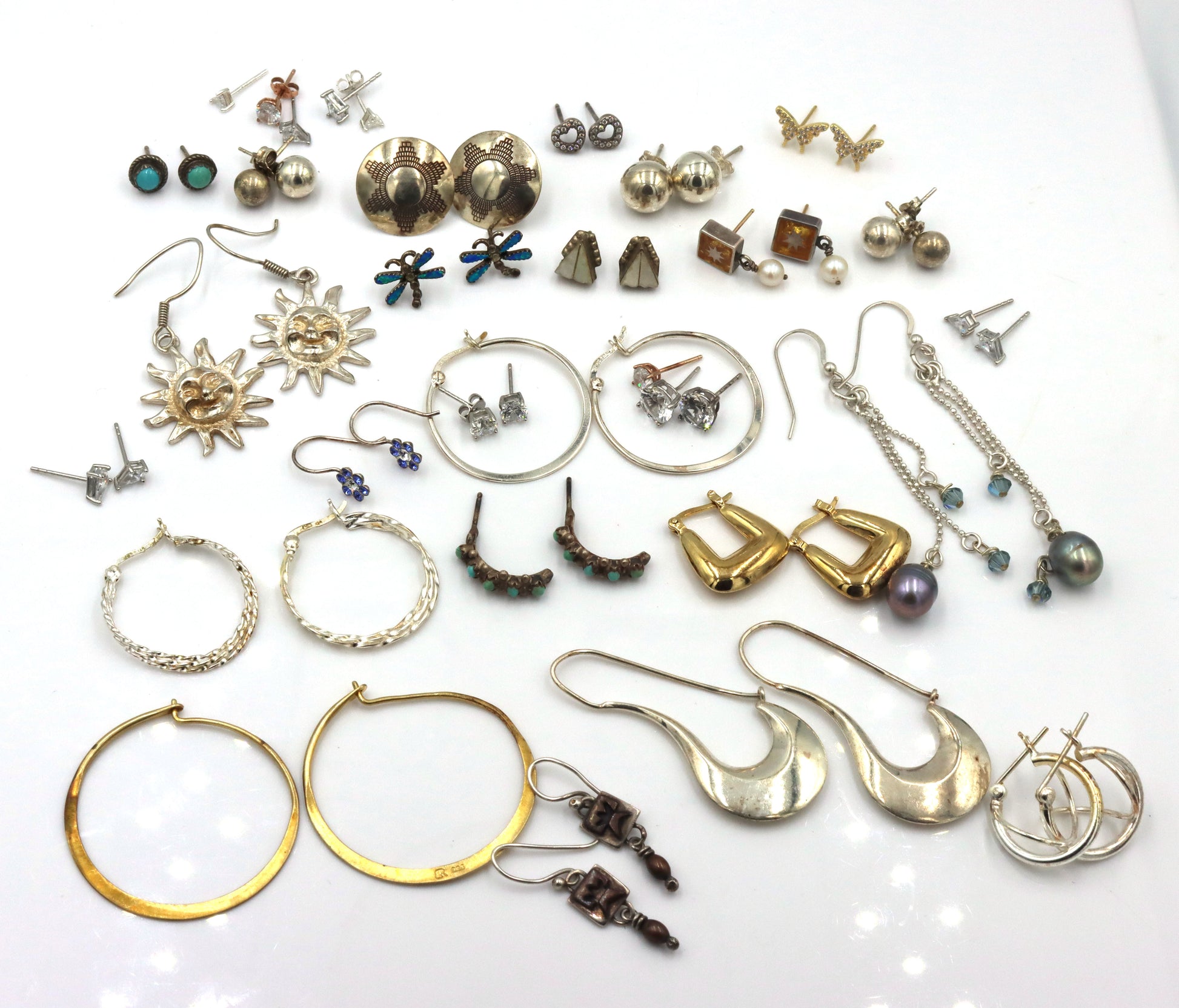 Group lot of vintage 925 sterling silver earrings