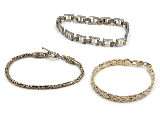 Group lot of 3 vintage 925 sterling silver bracelets