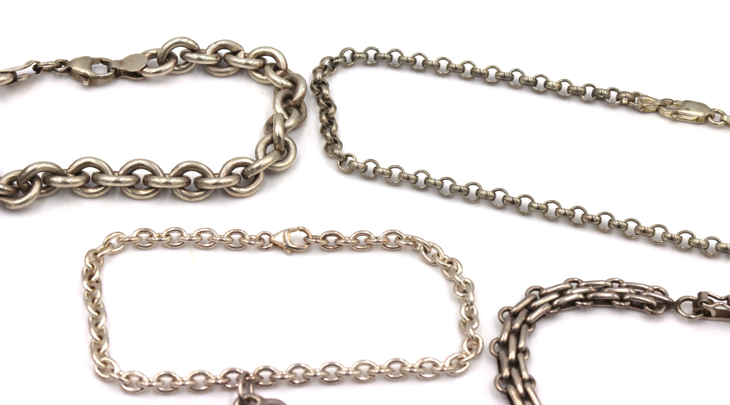 Group lot of 4 vintage 925 sterling silver bracelets