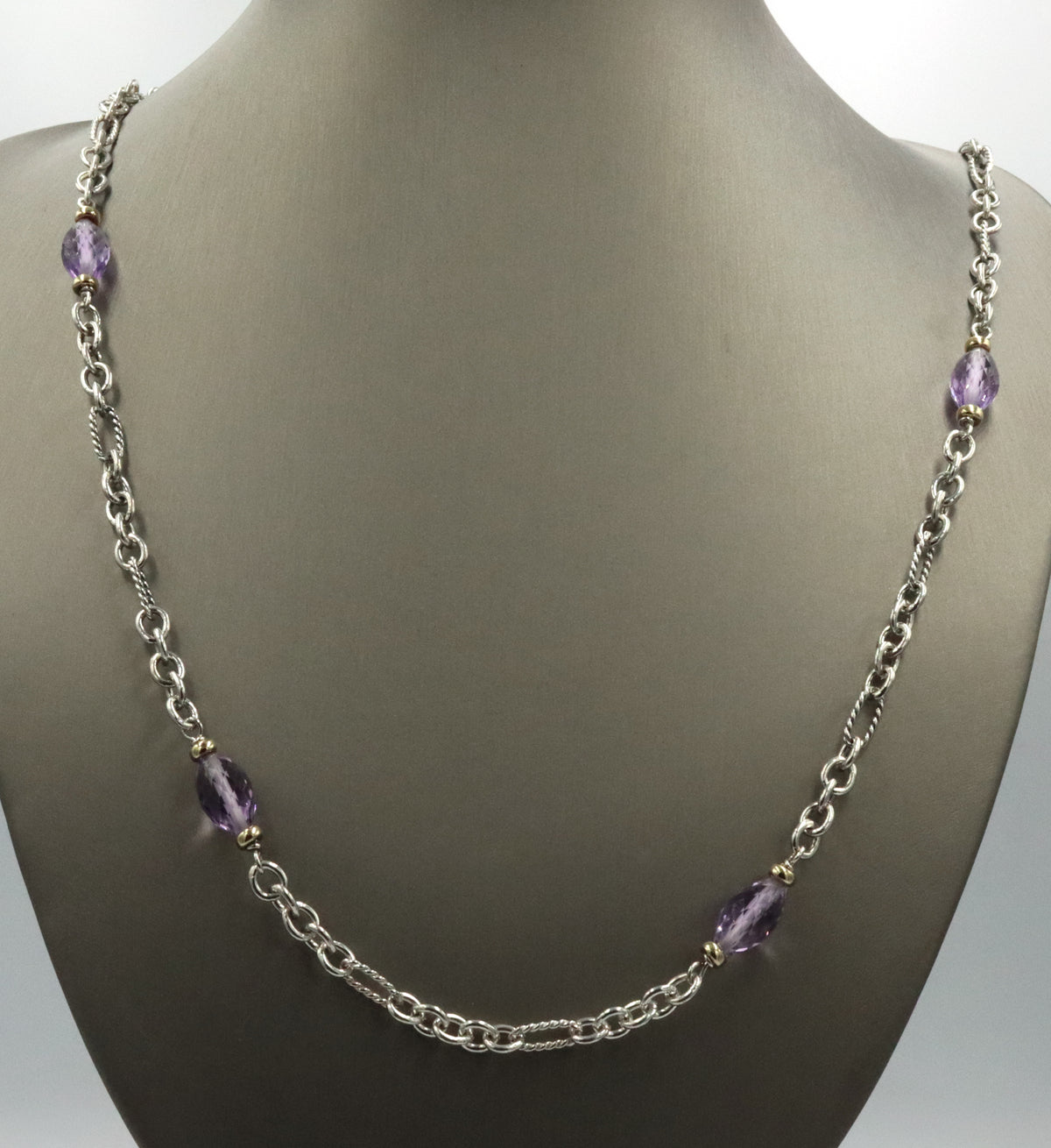 David Yurman amethyst Figaro link necklace