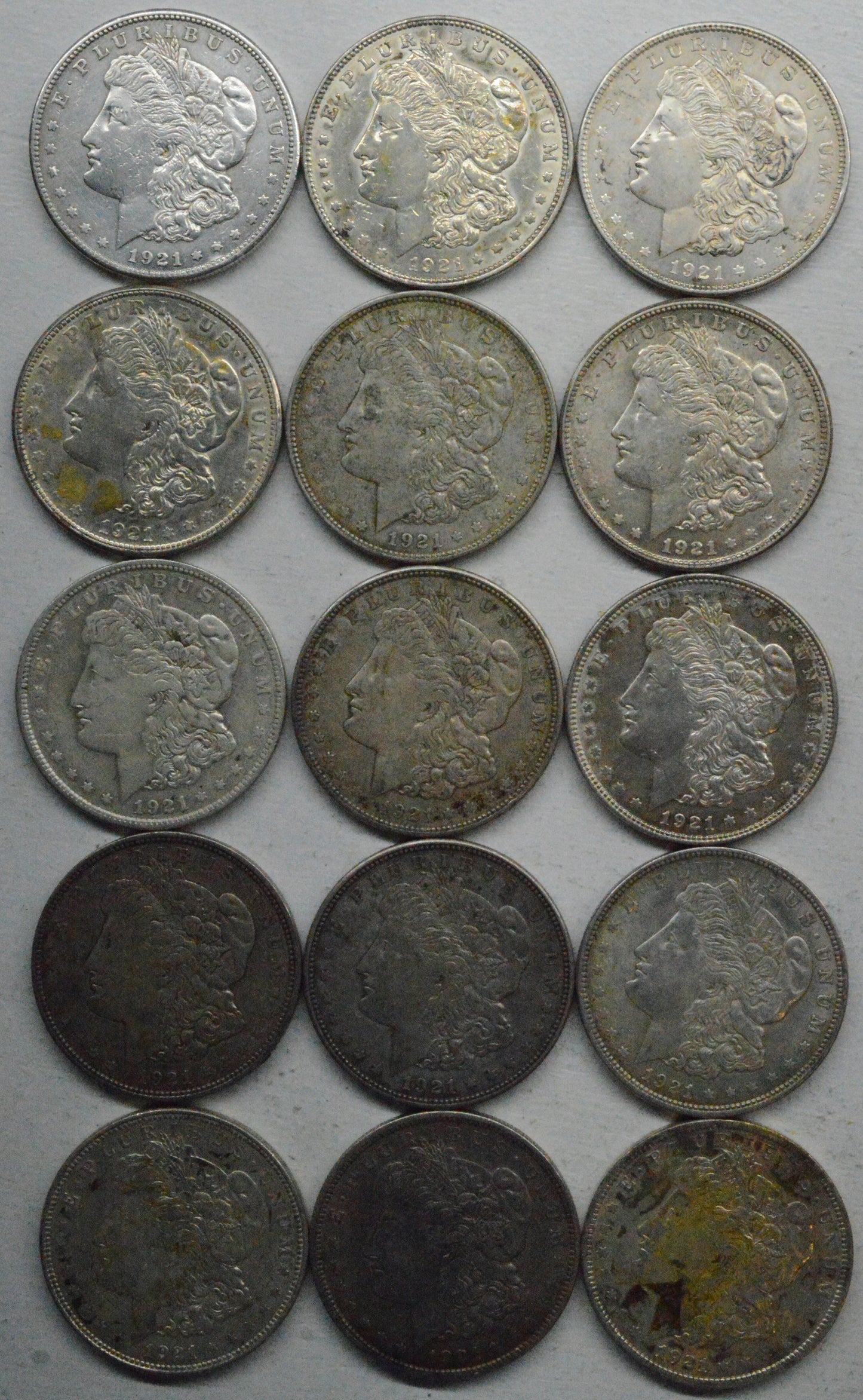 1921 Morgan Silver Dollar $1 Roll of 15 US Coins