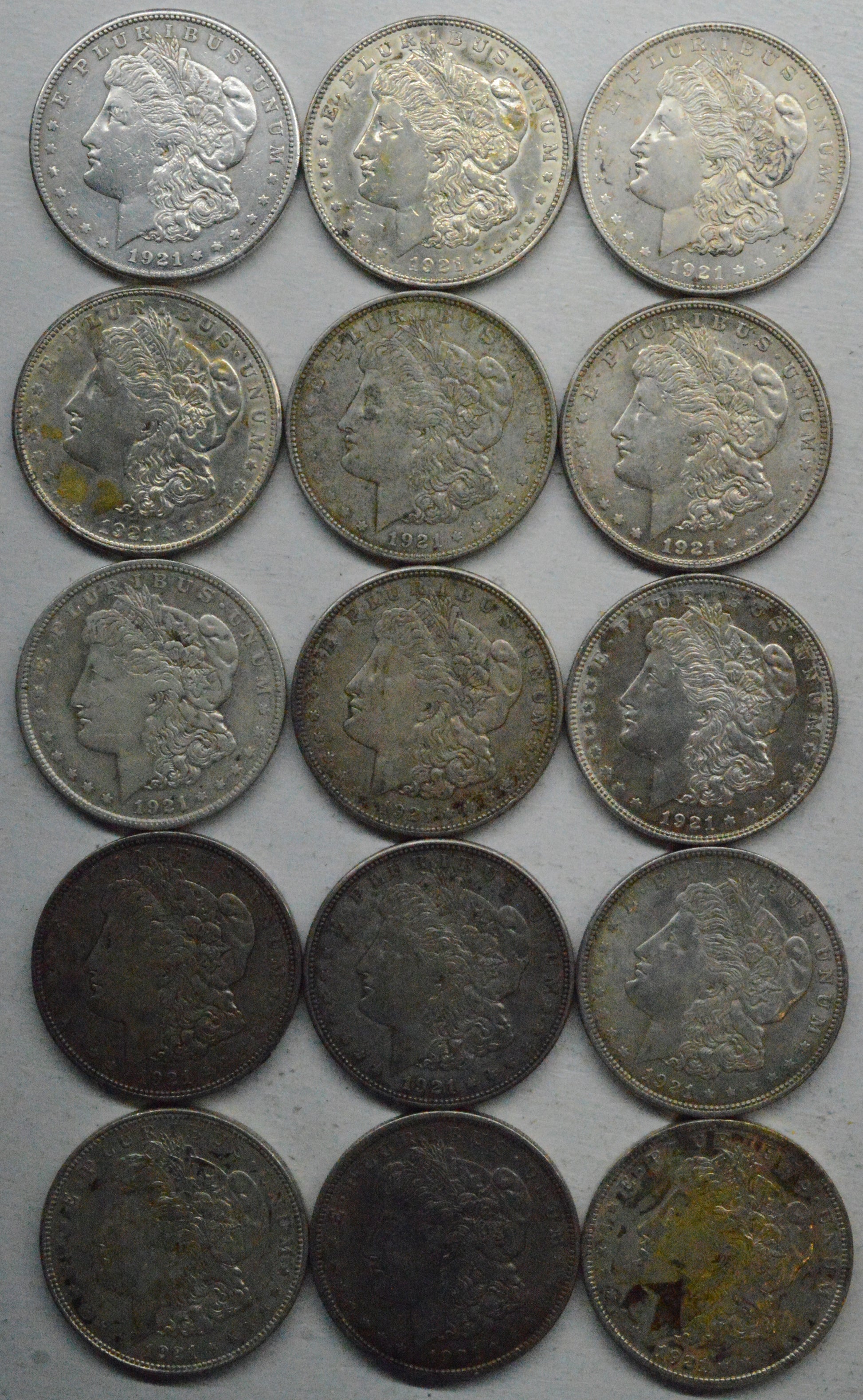 1921 Morgan Silver Dollar $1 Roll of 15 US Coins