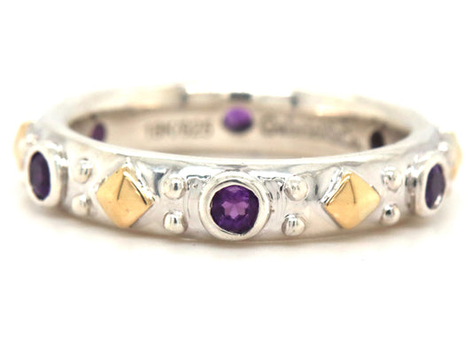 Gabriel & Co two tone bezel set amethyst stackable band