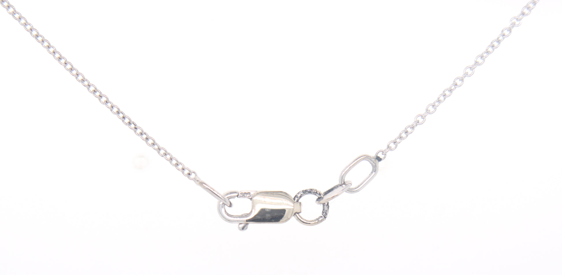 14kt White gold IR Teal and diamond necklace