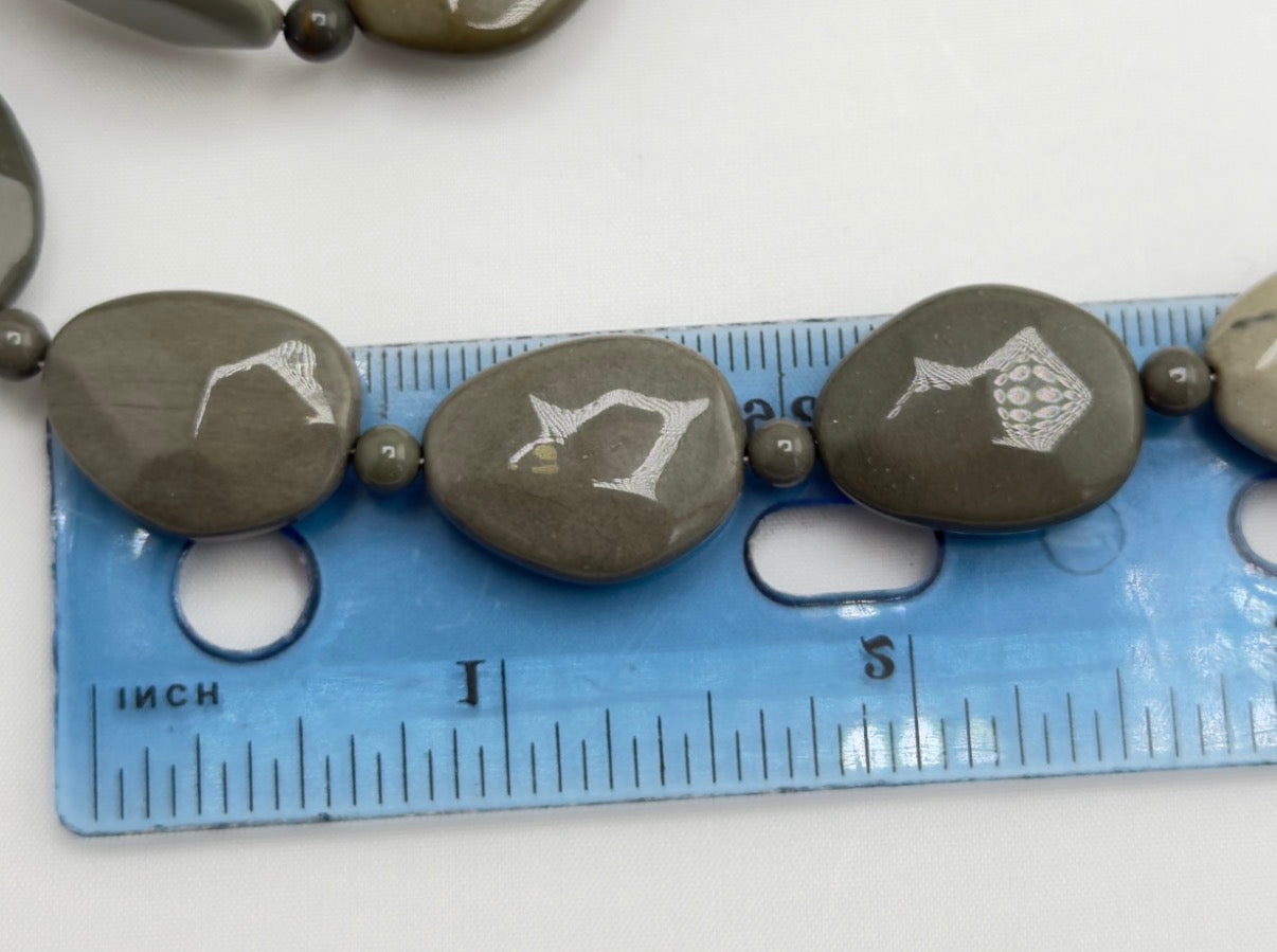 925 Sterling Silver Jay King DTR Olive Green Jasper Triple Strand Necklace