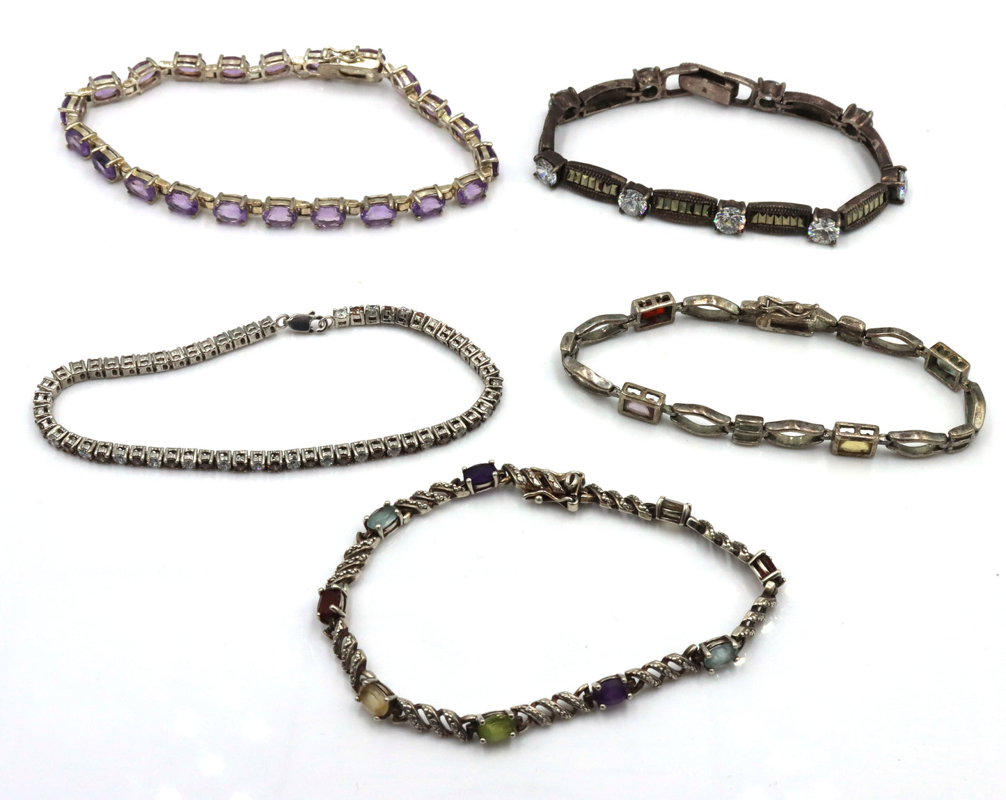 Vintage 925 sterling silver group lot of 5 bracelets