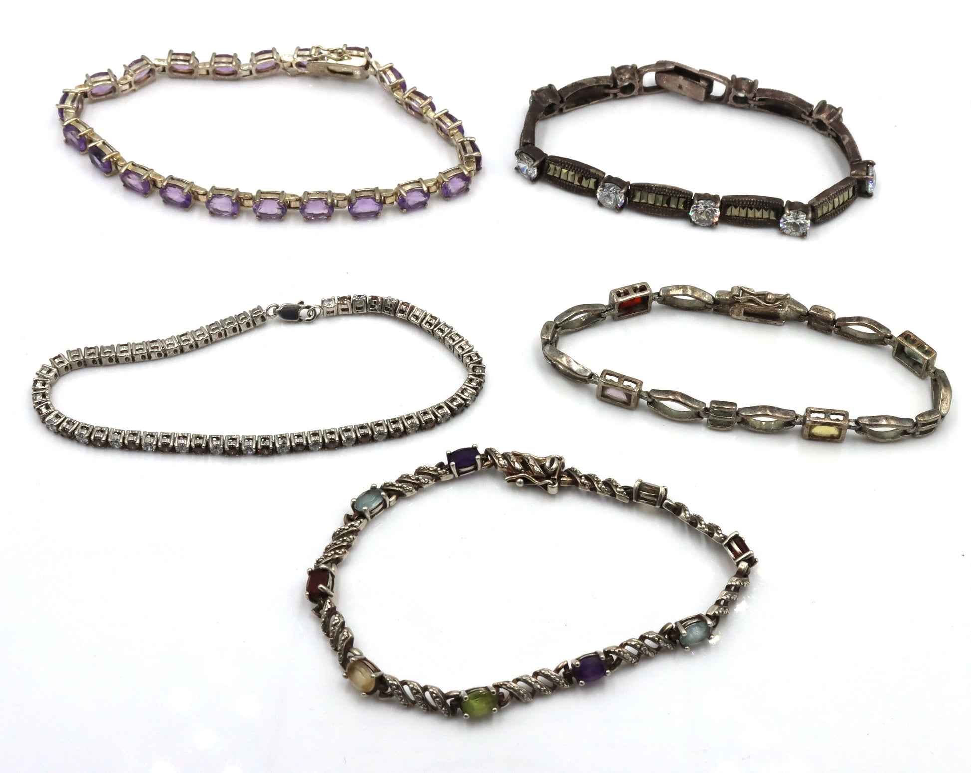 Vintage 925 sterling silver group lot of 5 bracelets