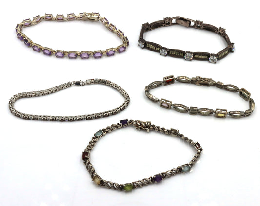 Vintage 925 sterling silver group lot of 5 bracelets