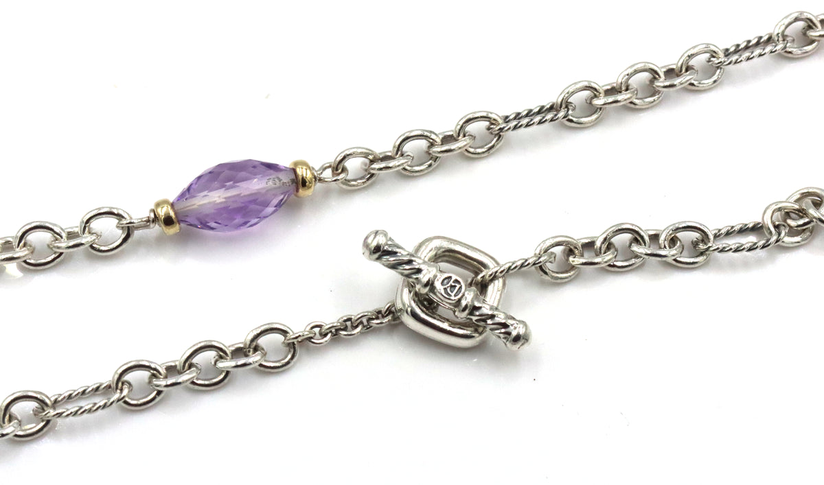 David Yurman amethyst Figaro link necklace
