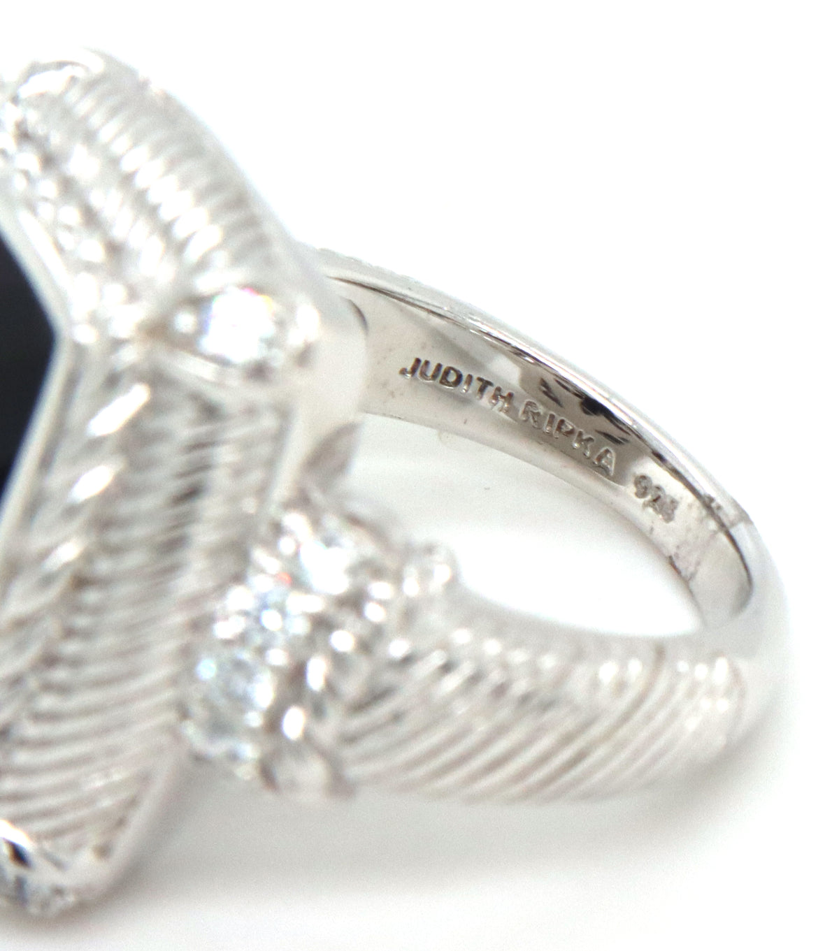 Judith Ripka black onyx ring in 925 sterling silver