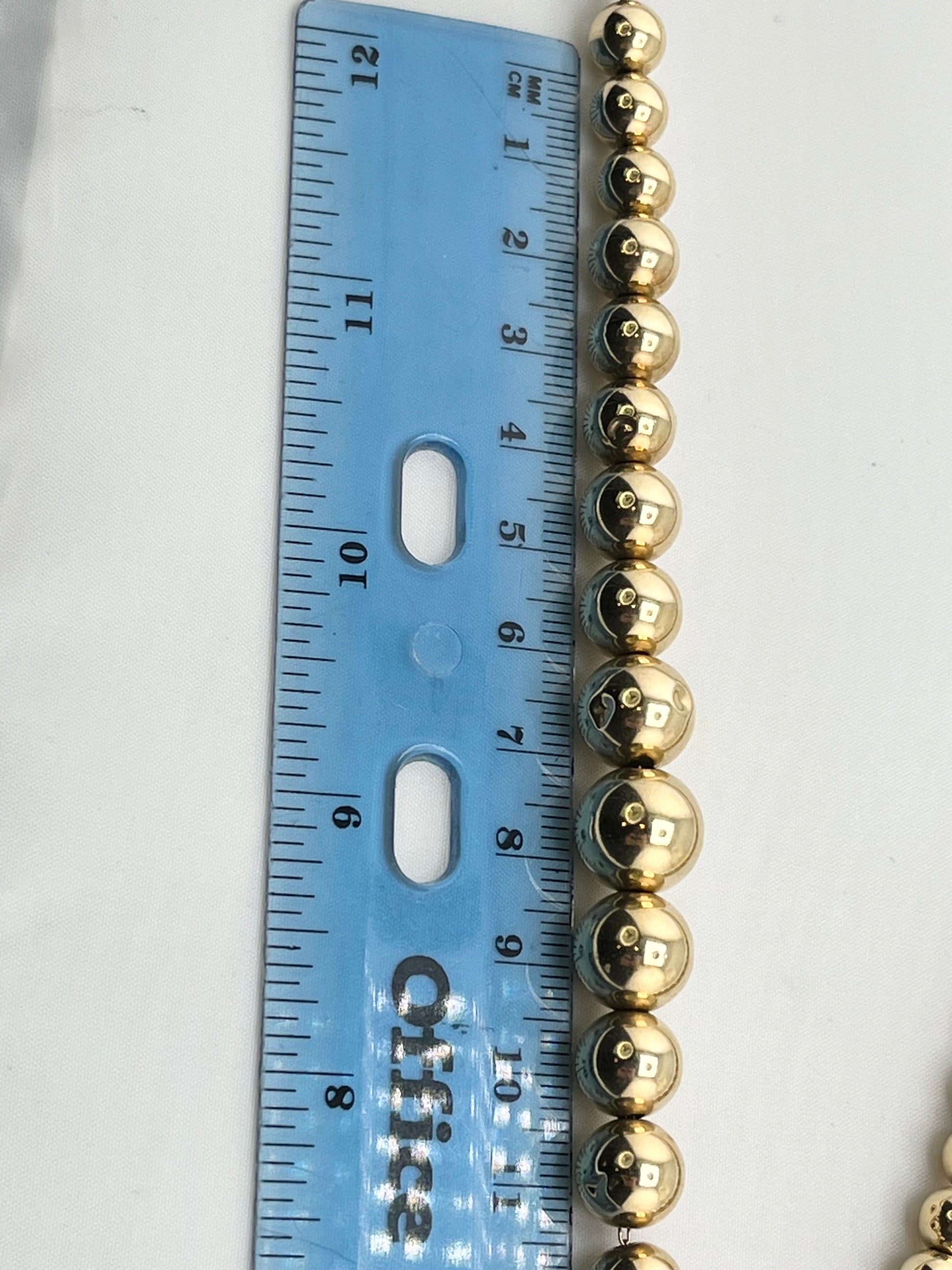 14KT Yellow Gold Gratuated Round Polished Gold Bead Necklace