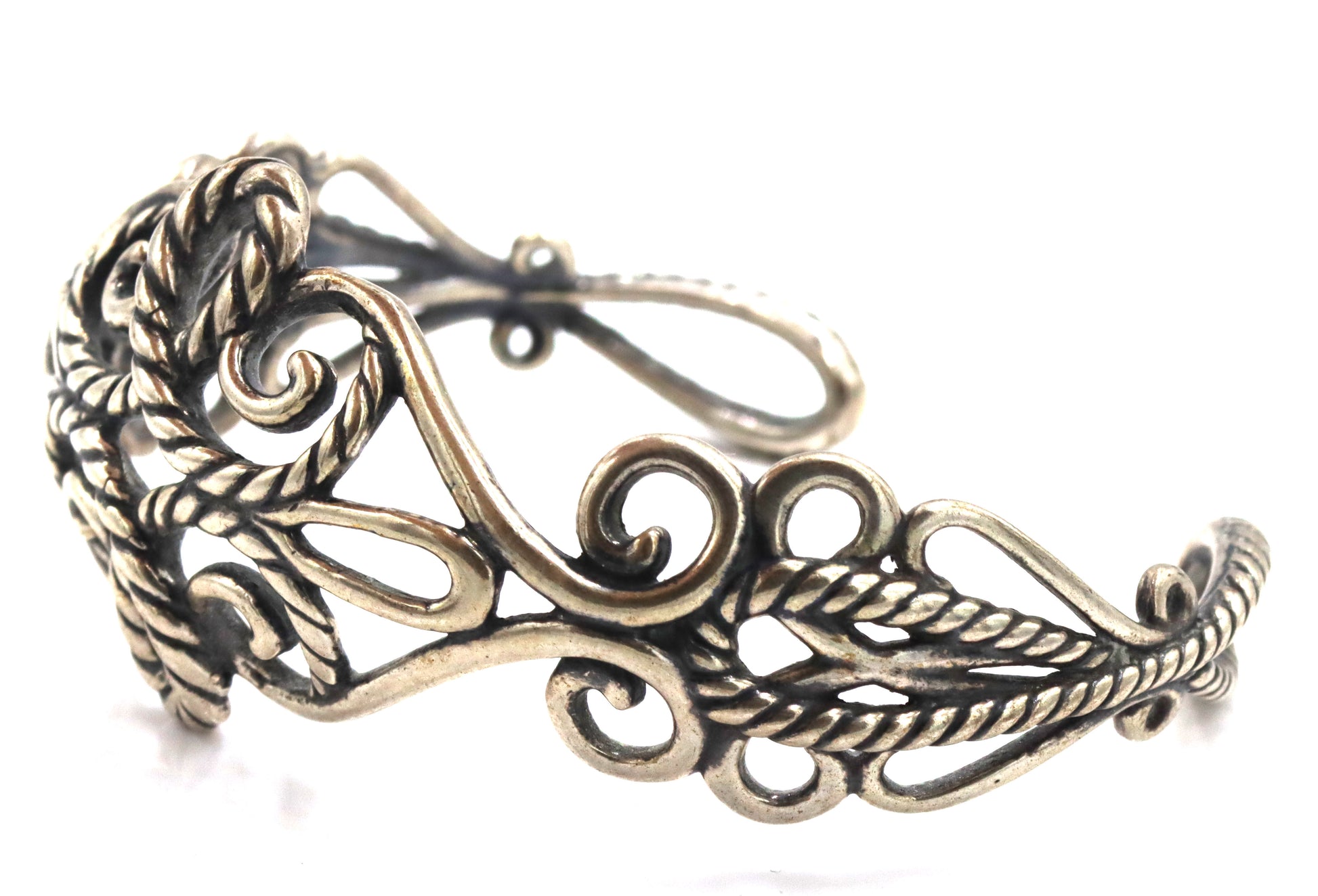 925 Sterling Silver Vintage Carolyn Pollack Scroll Rope Cuff bracelet
