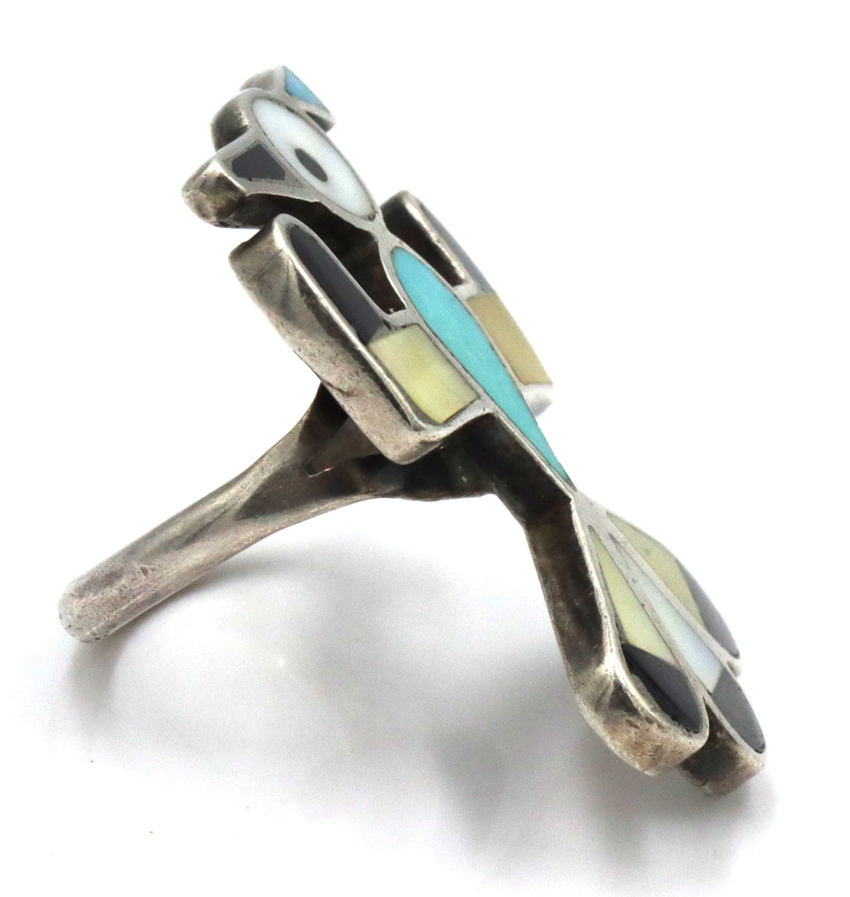 925 Sterling Silver  Vintage Zuni Inlay Thunderbird Ring