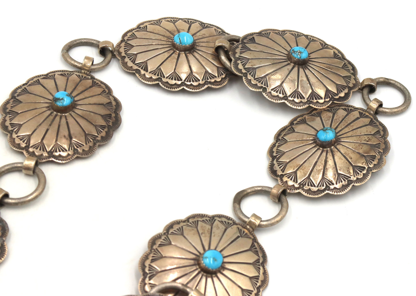 Vintage Navajo Turquoise sterling silver belt