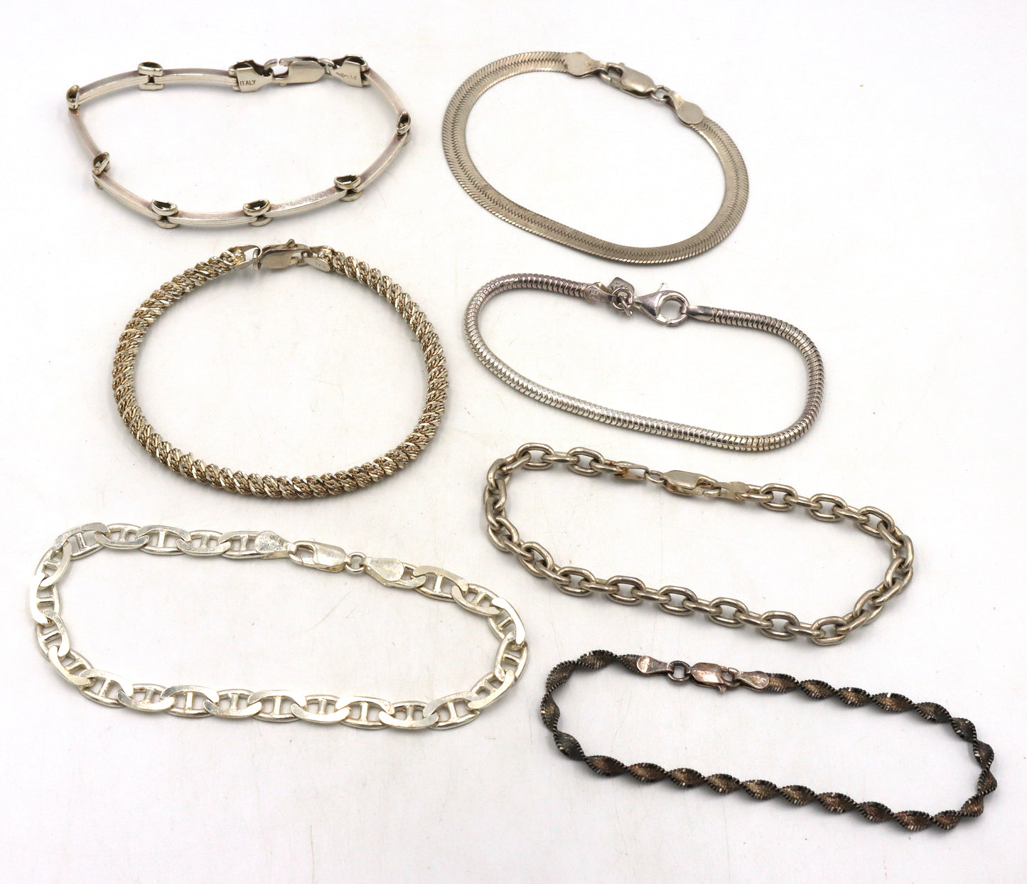 Vintage 925 sterling silver group lot of 7 bracelets