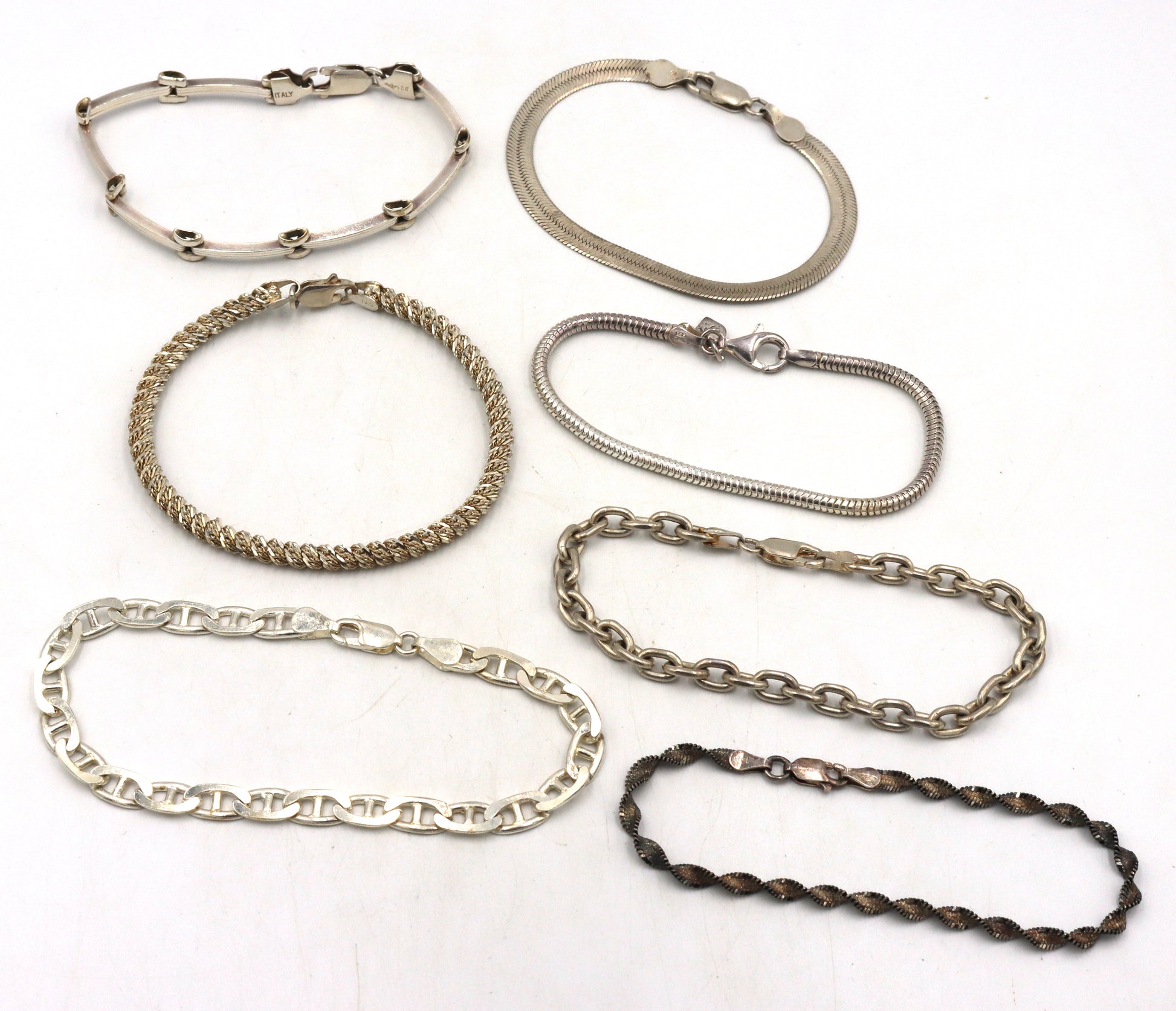 Vintage 925 sterling silver group lot of 7 bracelets