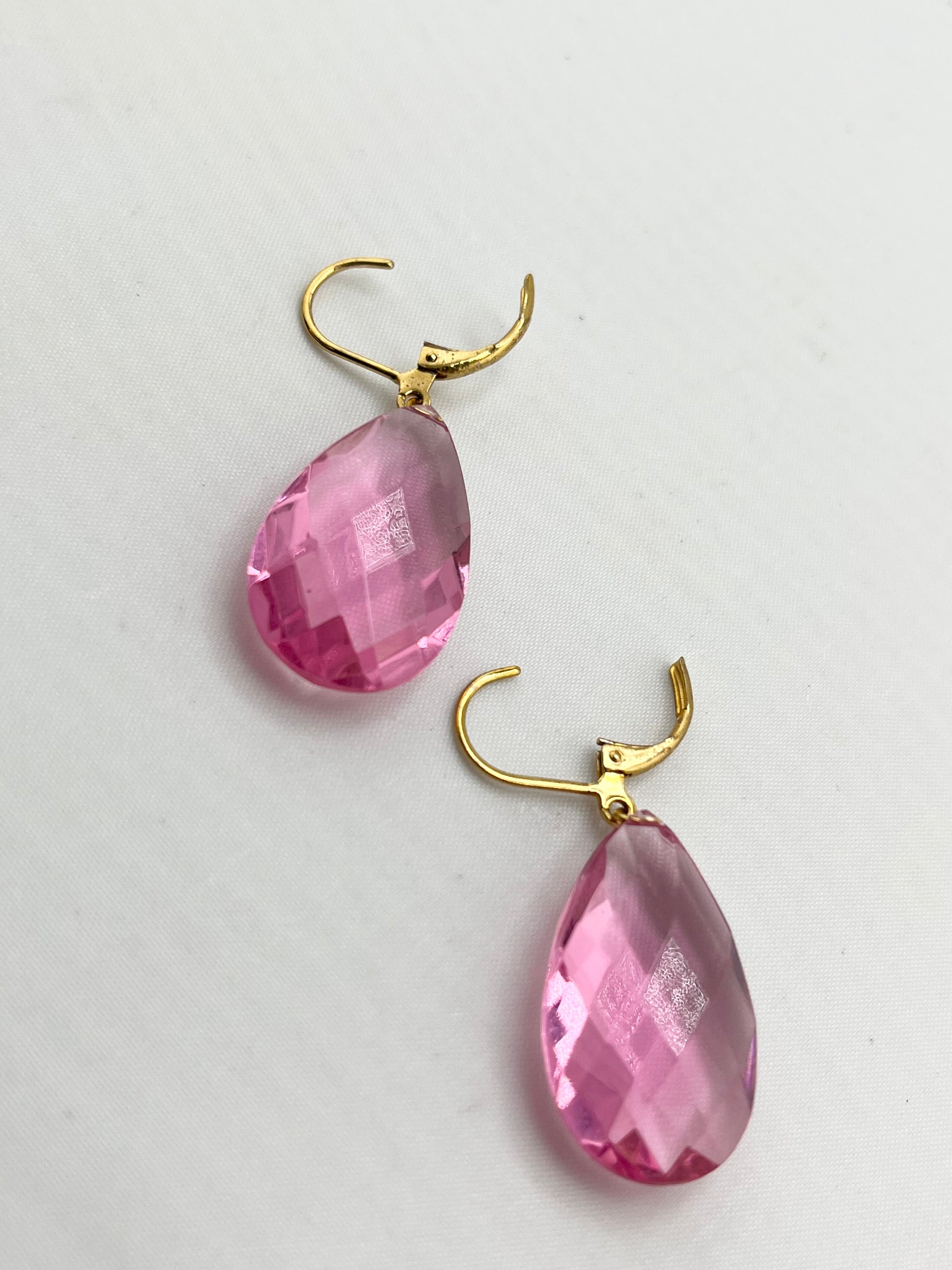 Two Pair Of  Joan Rivers Pink Crystal Drop Earrings