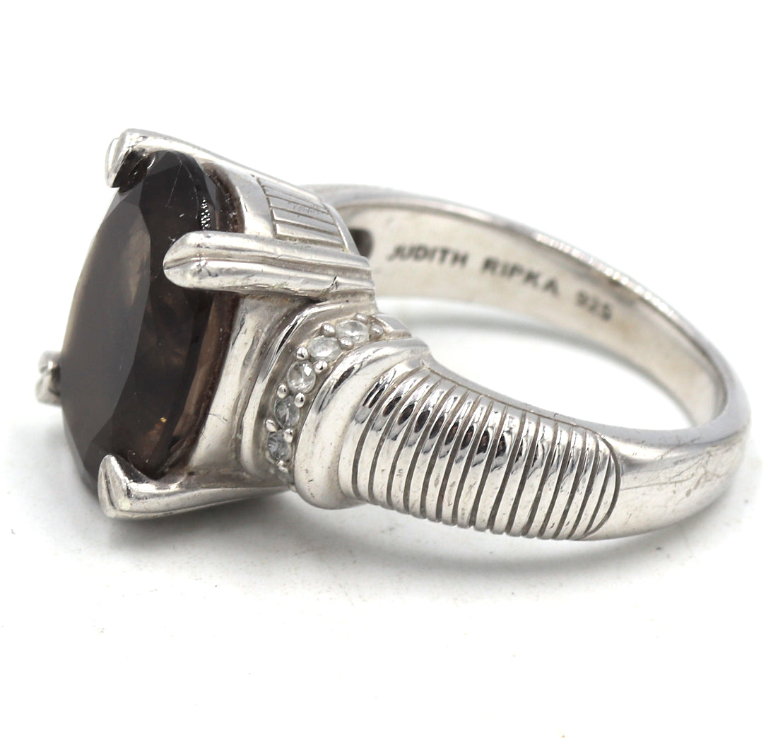 Judith Ripka smokey quartz ring