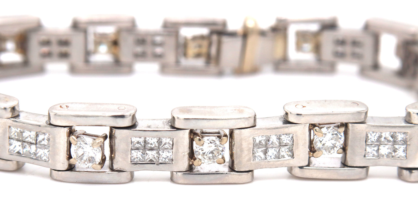 Platinum 6.75ctw RBC and princess cut diamond bracelet