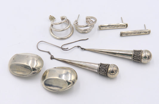 Dynamic Group Lot of 4 Vintage Silver Earrings
