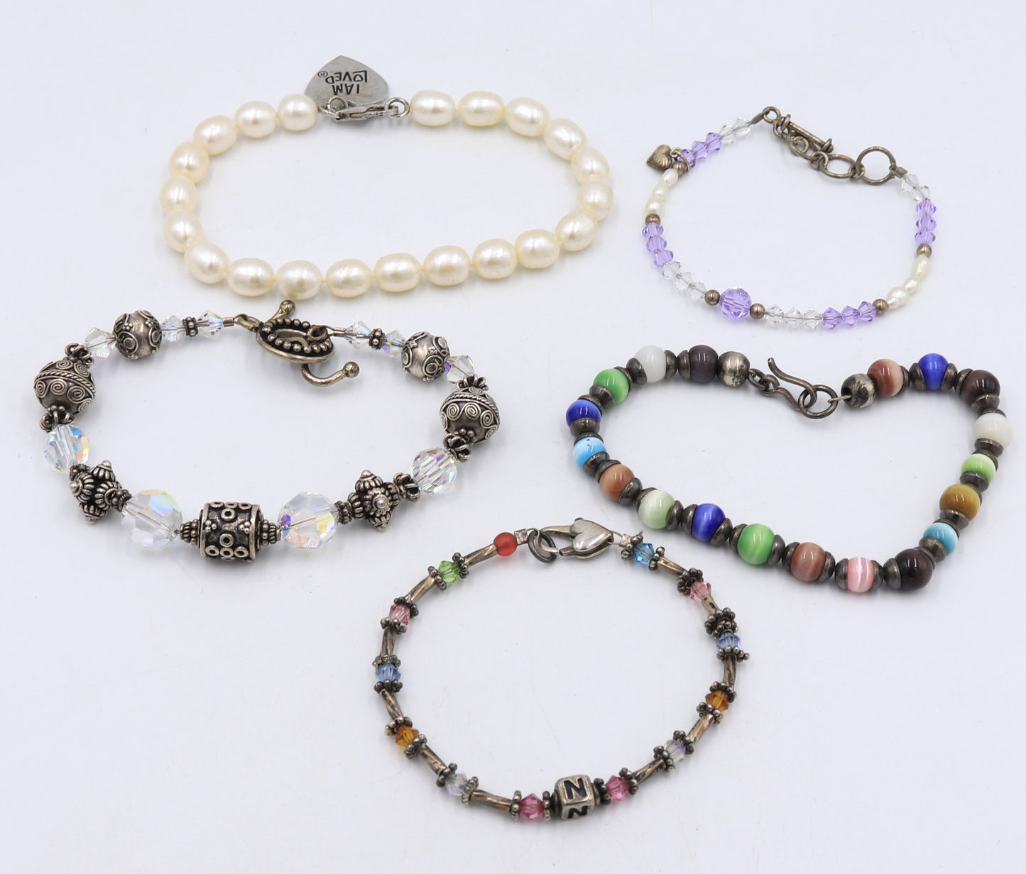 Group lot of vintage 925 sterling silver bracelets