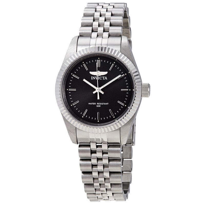 Invicta Specialty Womens Black Dial Stainless Steel Quartz Analog Watch