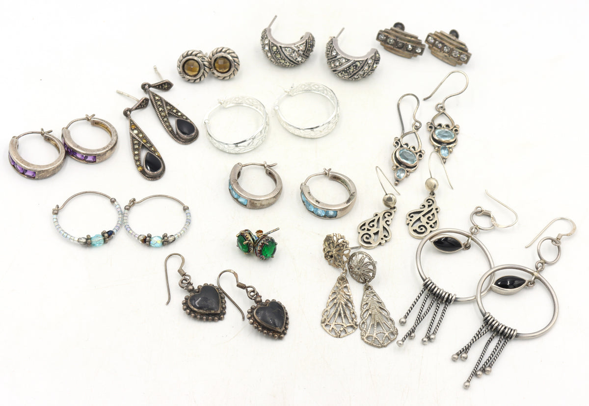 Group lot of Vintage 925 sterling silver earrings