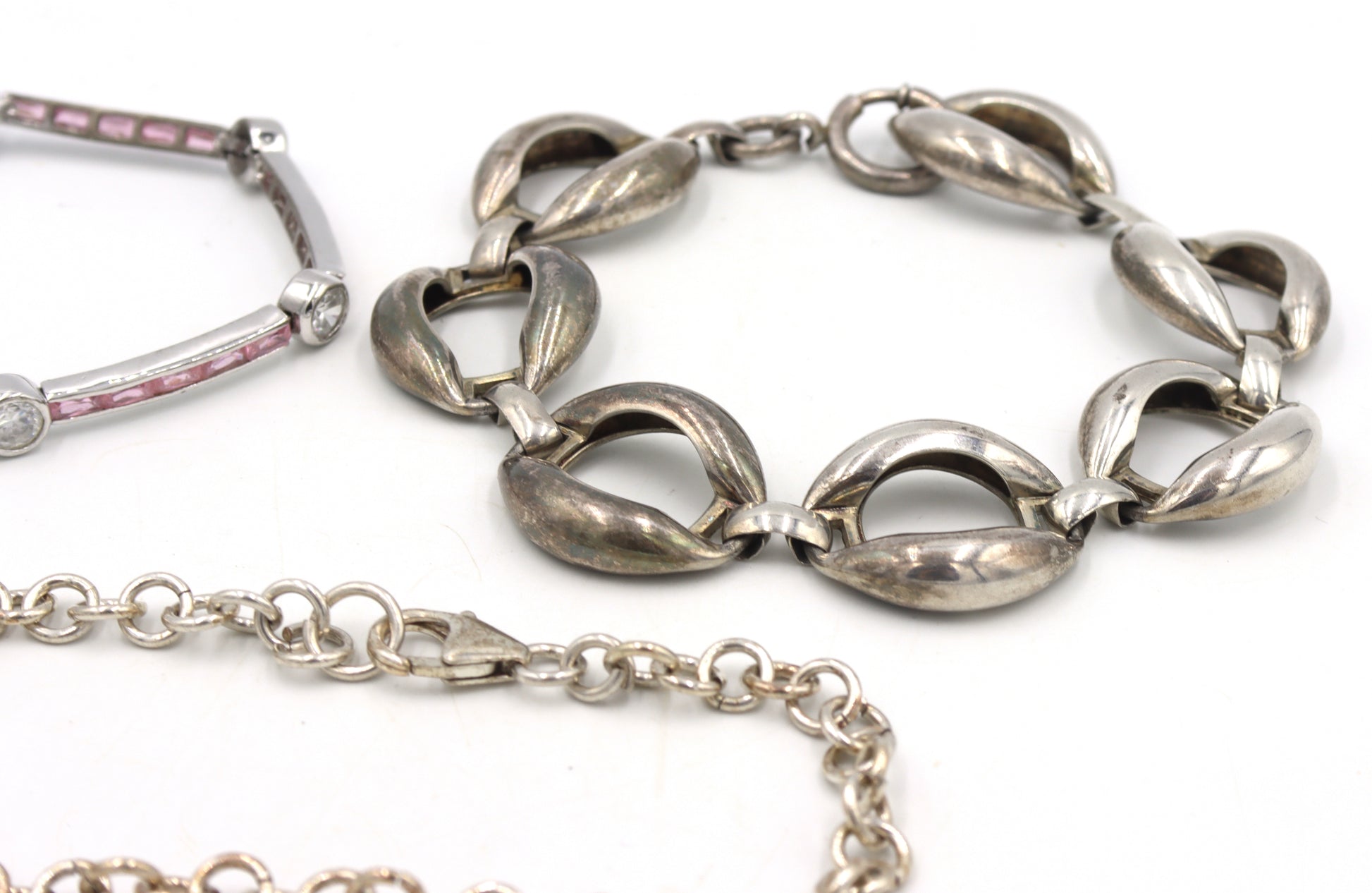 Group lot of 3 Vintage 925 sterling silver bracelets