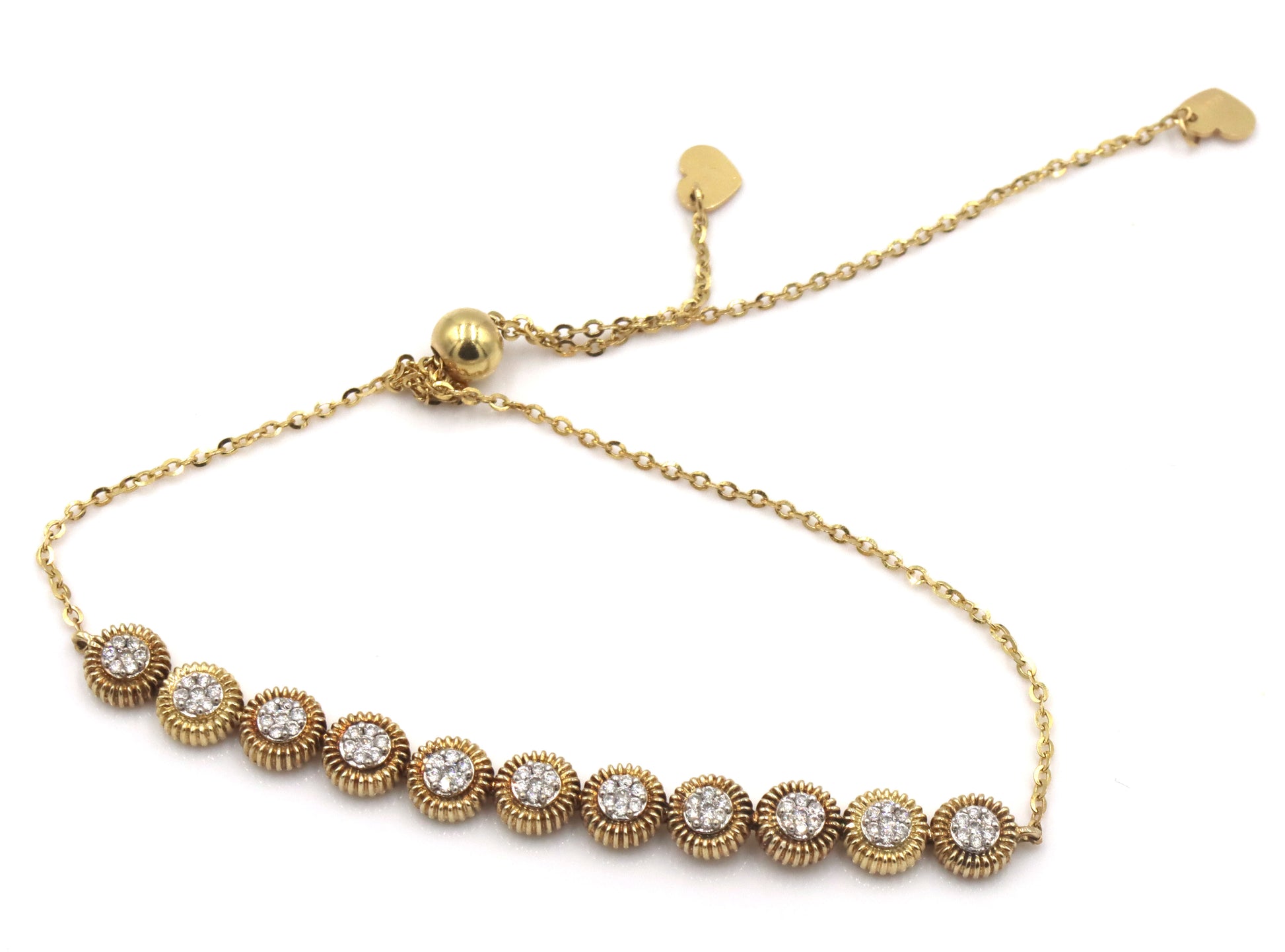 0.40ctw Round brilliant cut diamond cluster circle adjustable bracelet