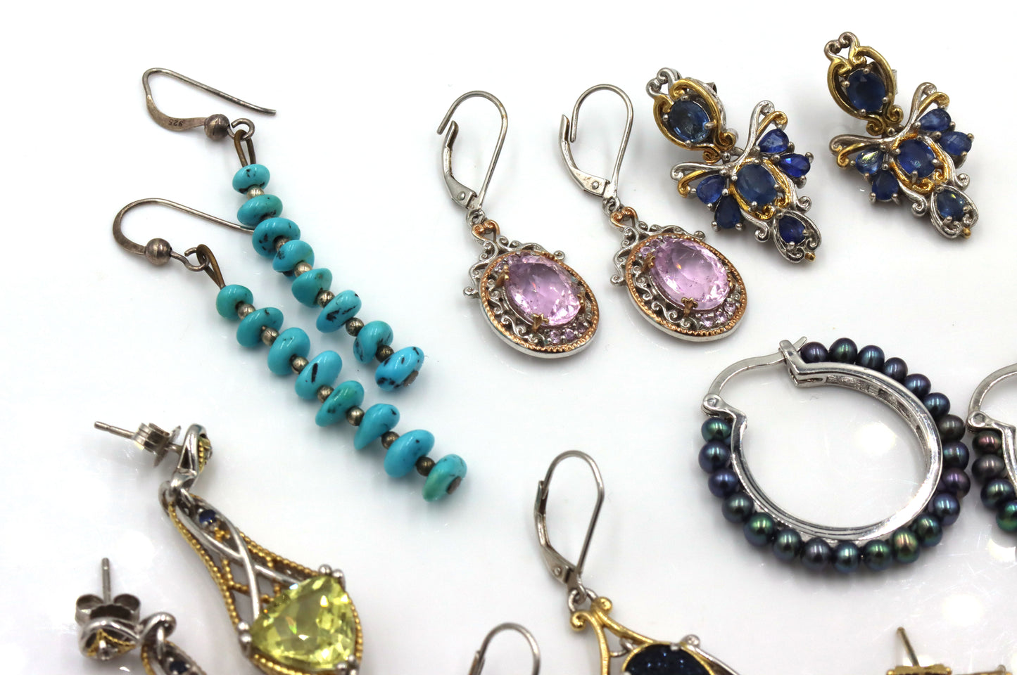 925 Sterling Silver Gemstone Earrings Lot