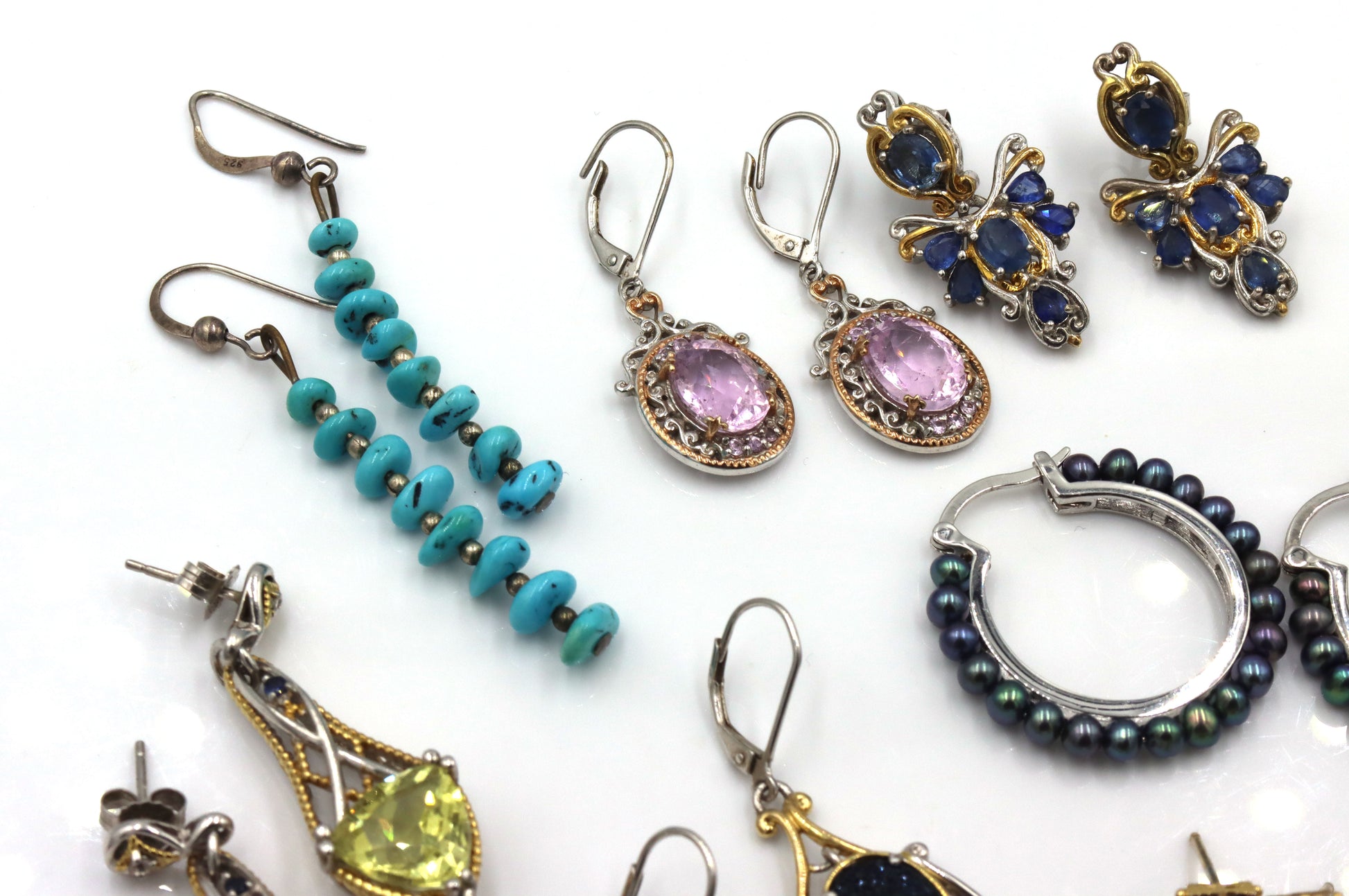 925 Sterling Silver Gemstone Earrings Lot