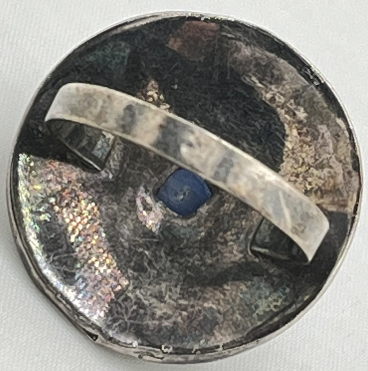 925 Sterling Silver Vintage Etruscan Revival Design Blue Opal Ring