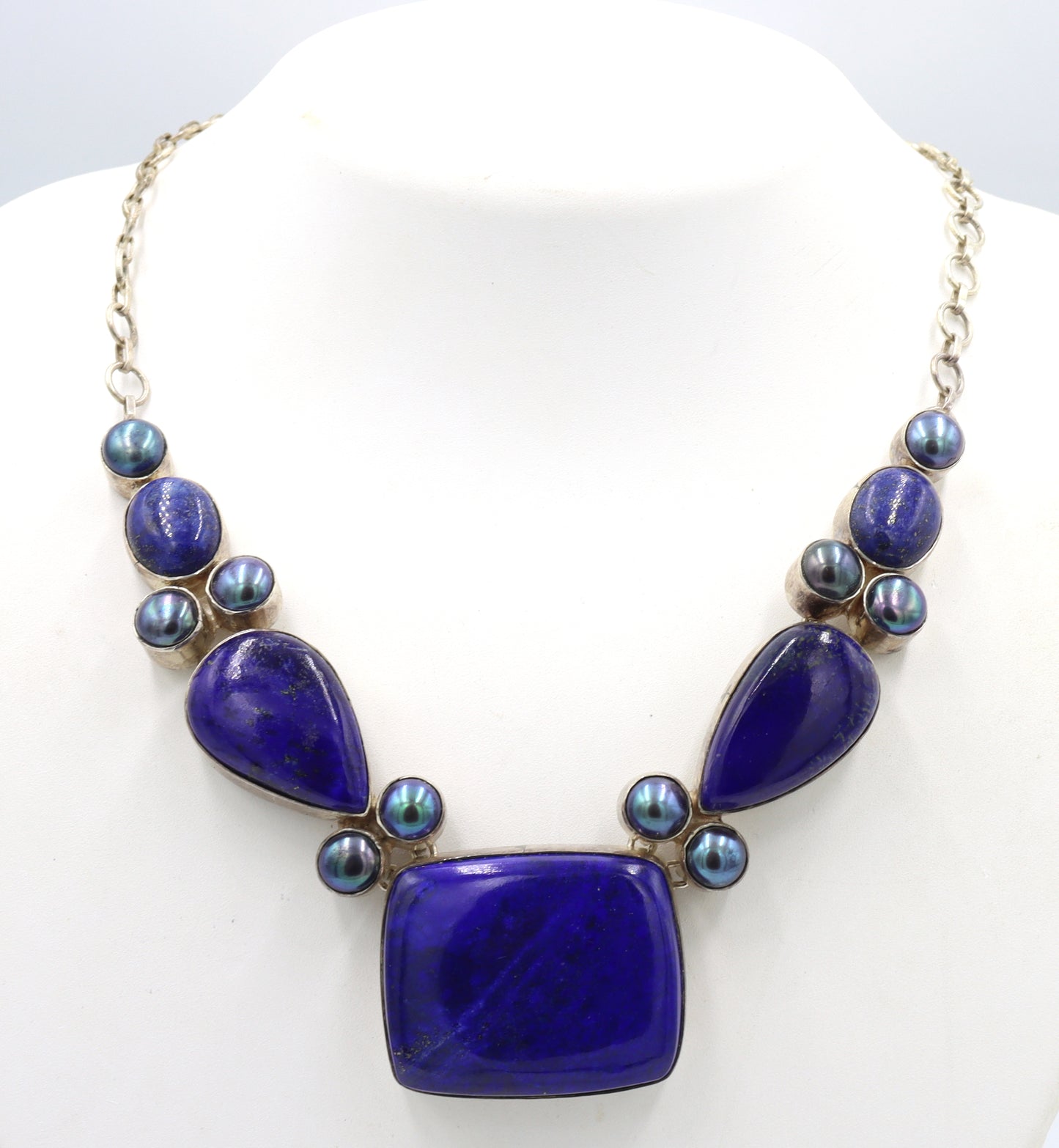 Vintage 925 serling silver Lapis necklace