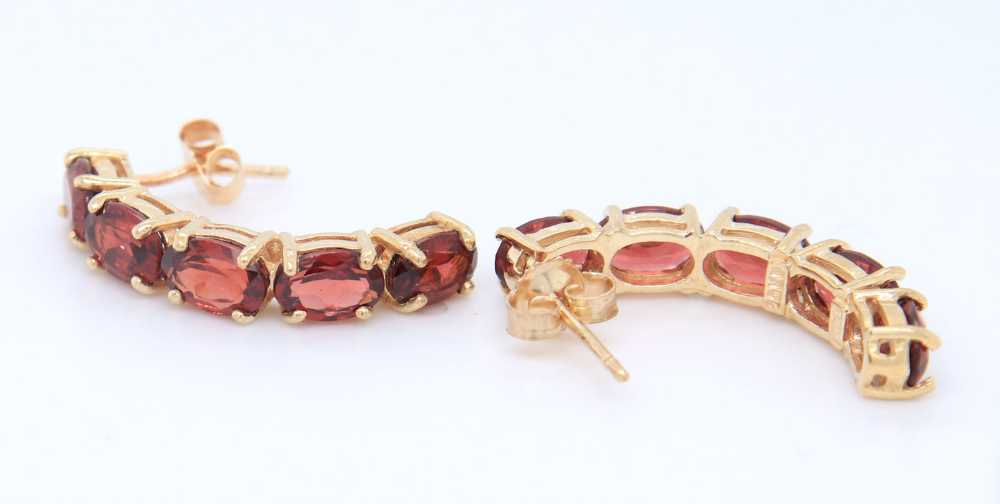 Powerful Yellow Gold Tourmaline Half Moon Earrings