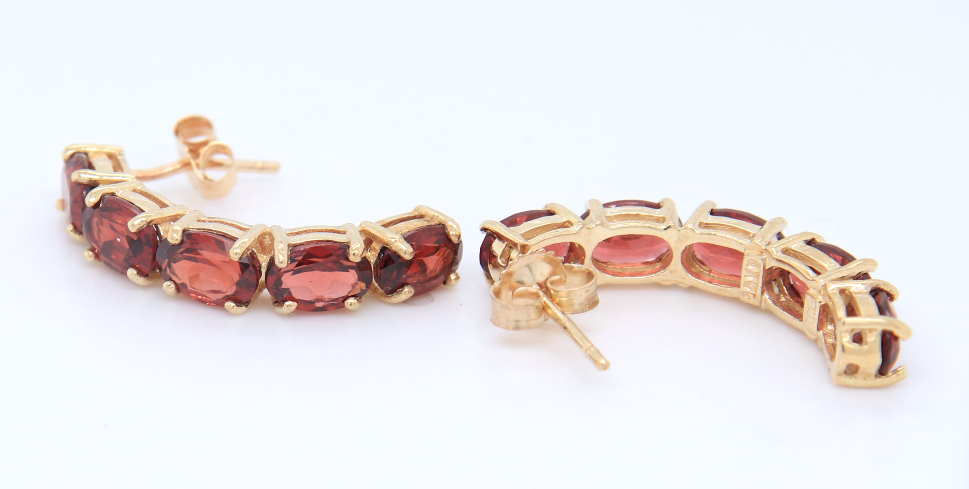 Powerful Yellow Gold Tourmaline Half Moon Earrings