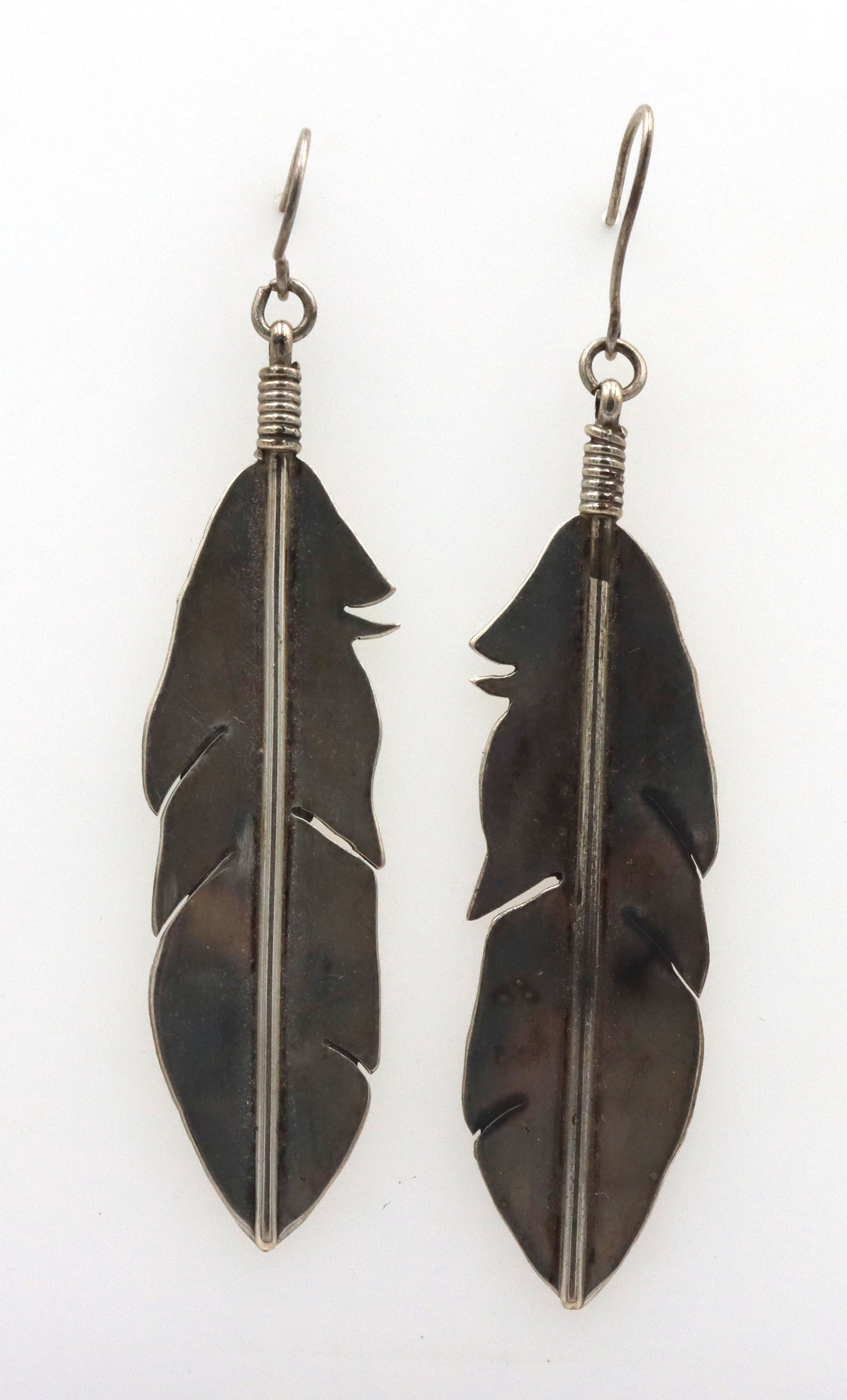 Vintage 925 sterling silver IHMSS signed leaf dangle earrings