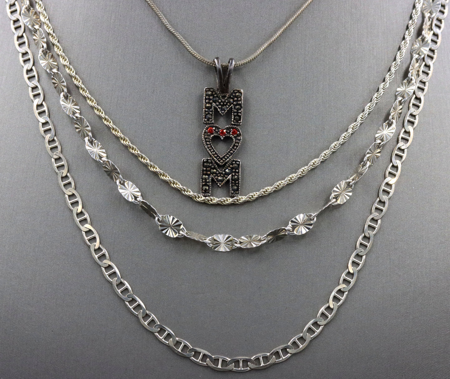 Vintage 925 sterling silver group lot of 4 necklaces