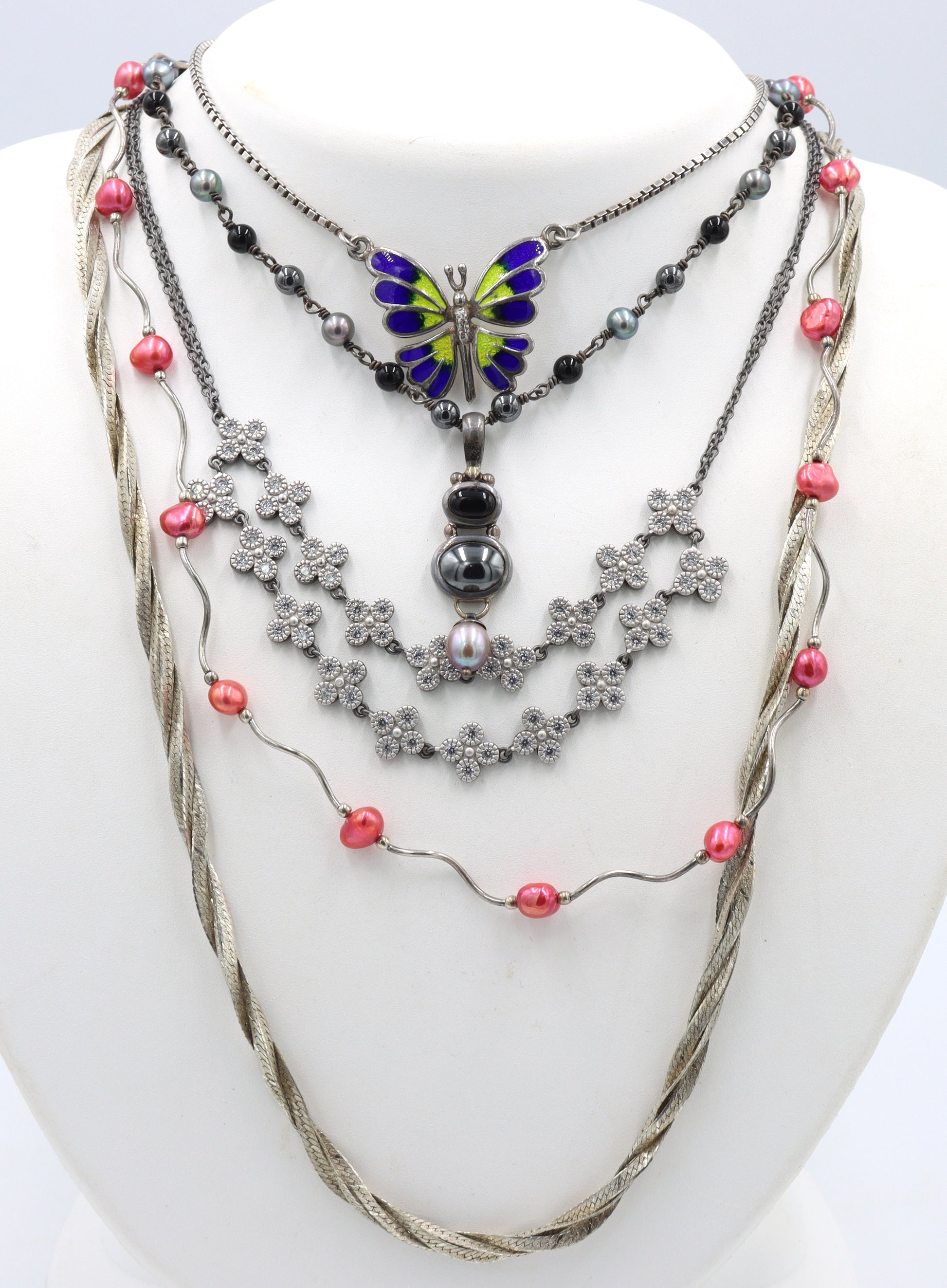 Group lot of 5 Vintage 925 sterling silver necklaces