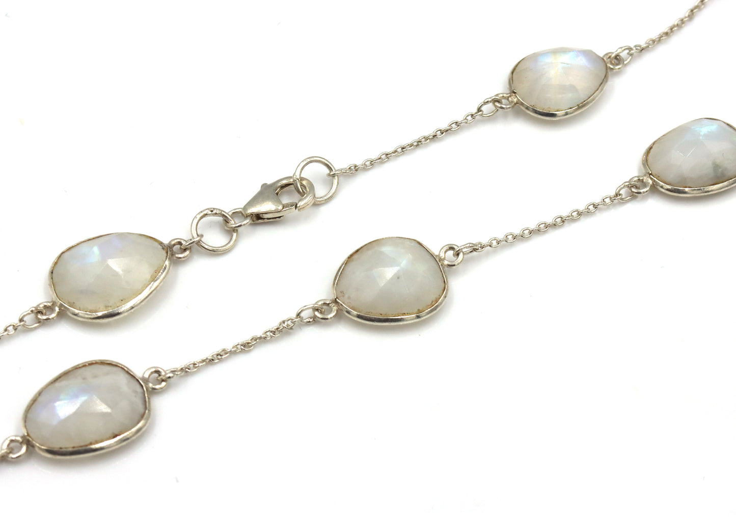 925 Sterling silver Moonstone station necklace
