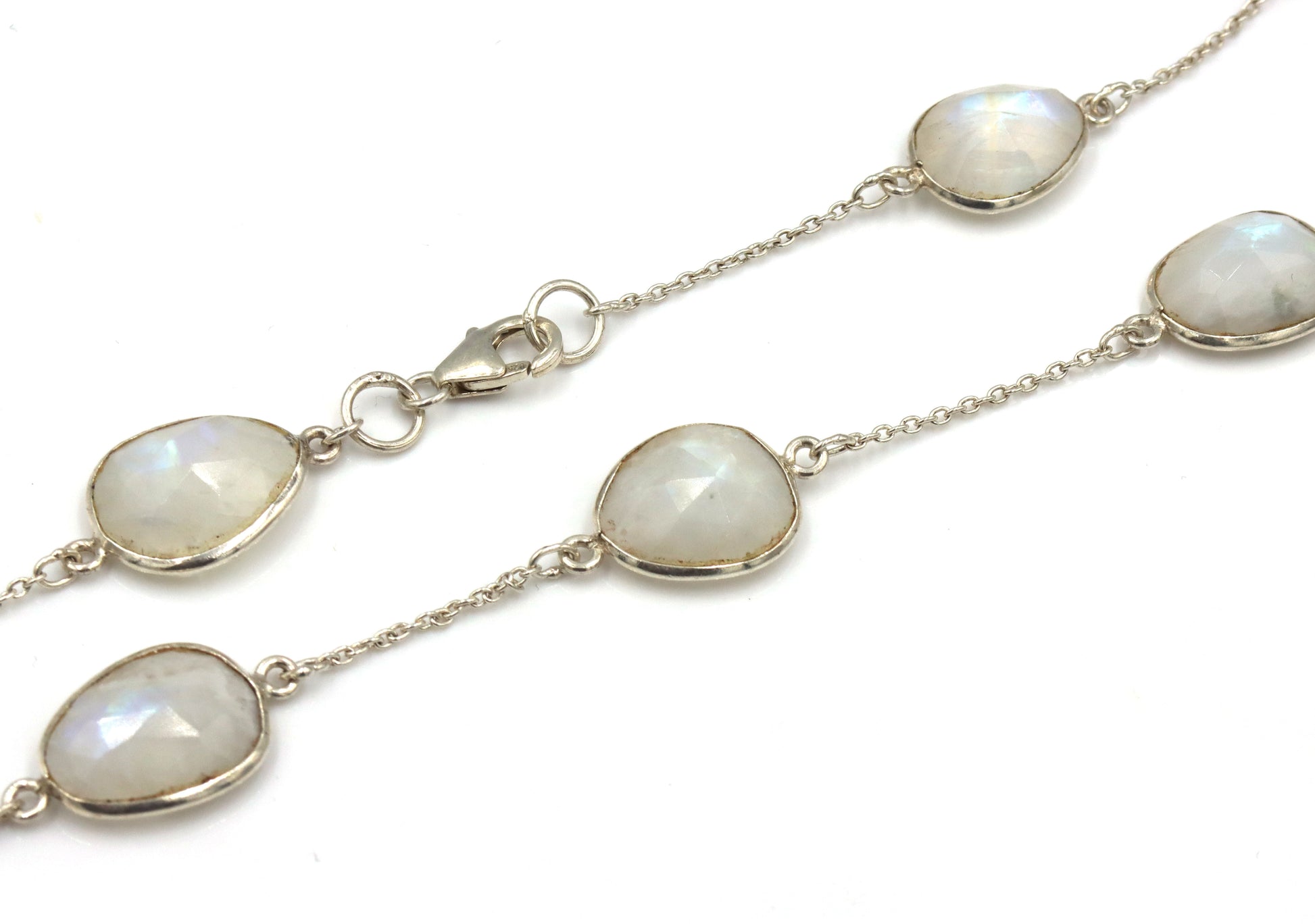 925 Sterling silver Moonstone station necklace