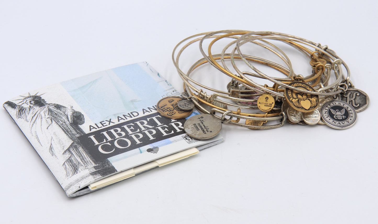 Alex and Ani Stainless Steel 9 Bracelets