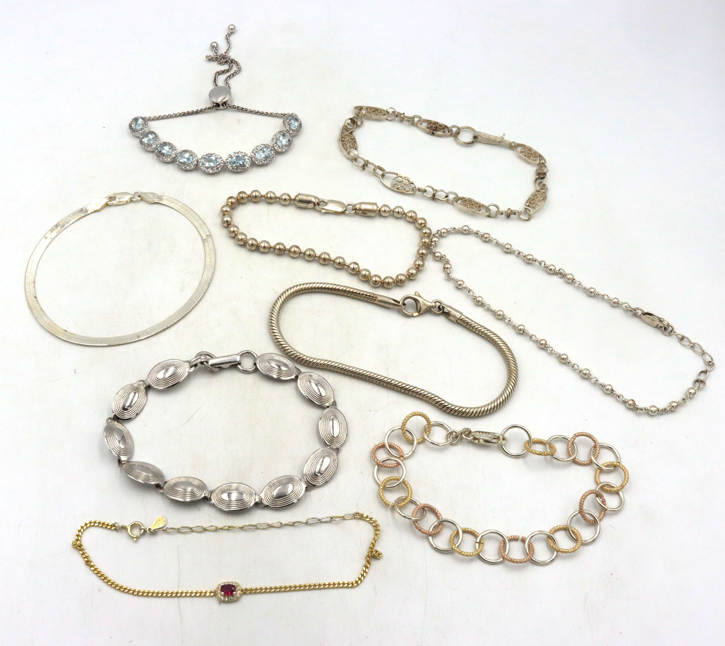 Group lot of vintage sterling silver 9 bracelets
