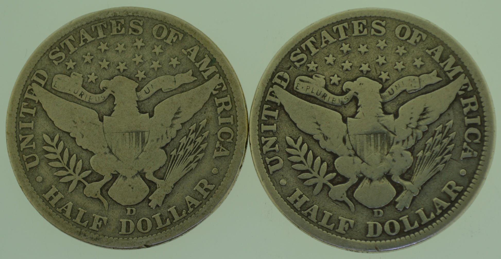 Two(2) 1907-D Barber Half Dollar
