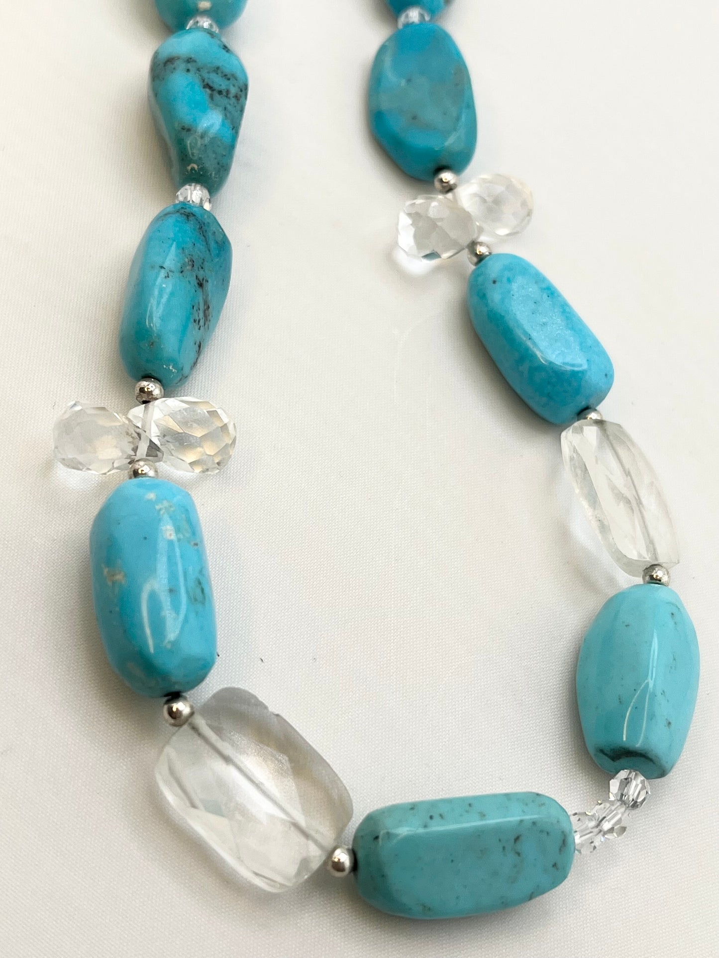 925 Sterling Silver CBARSE Turquoise and Crystal Necklace