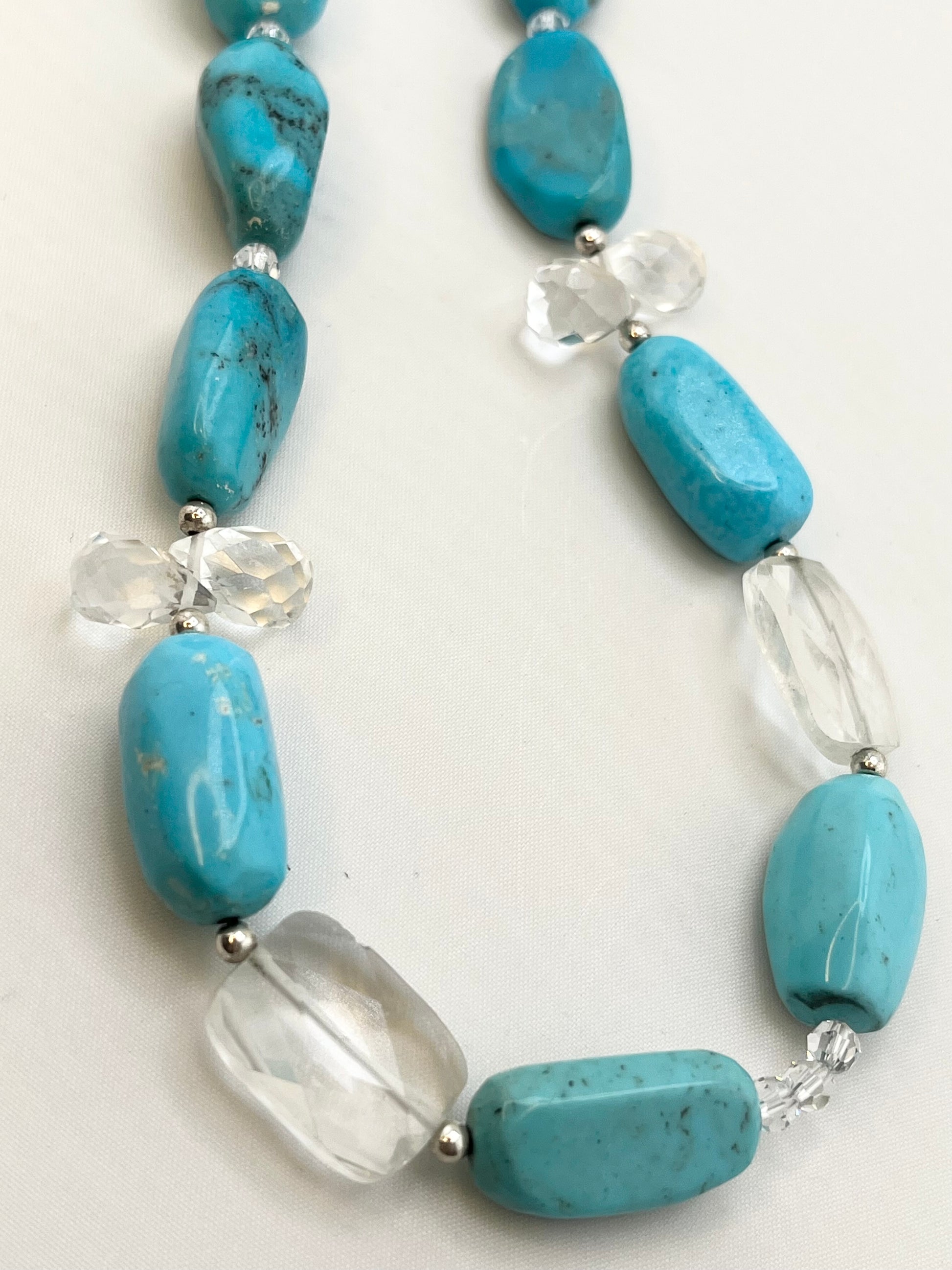 925 Sterling Silver CBARSE Turquoise and Crystal Necklace