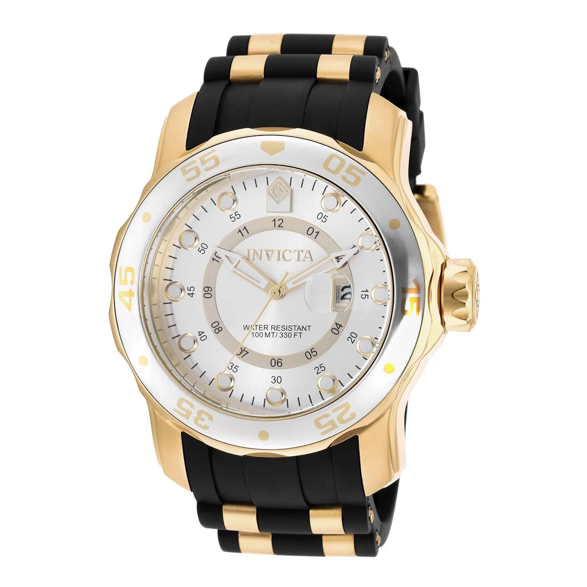Invicta Men's Pro Diver Quartz GMT Silver, Gold Dial Watch