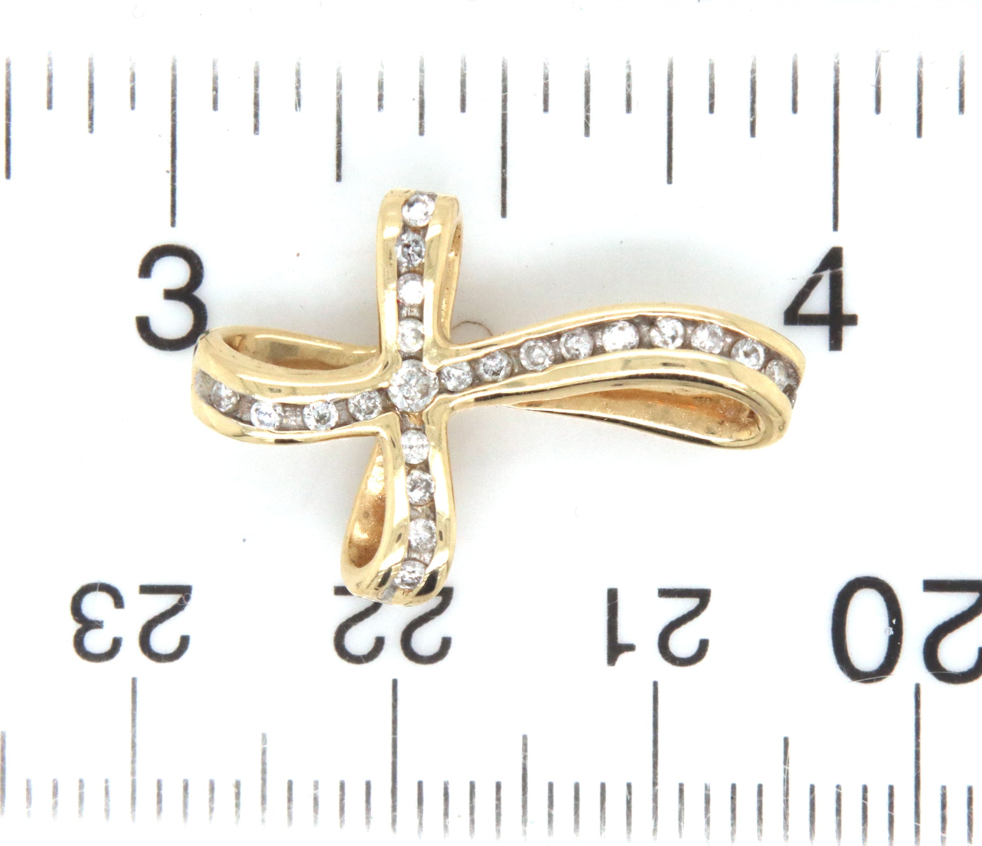 14kt Yellow gold diamond cross pendant